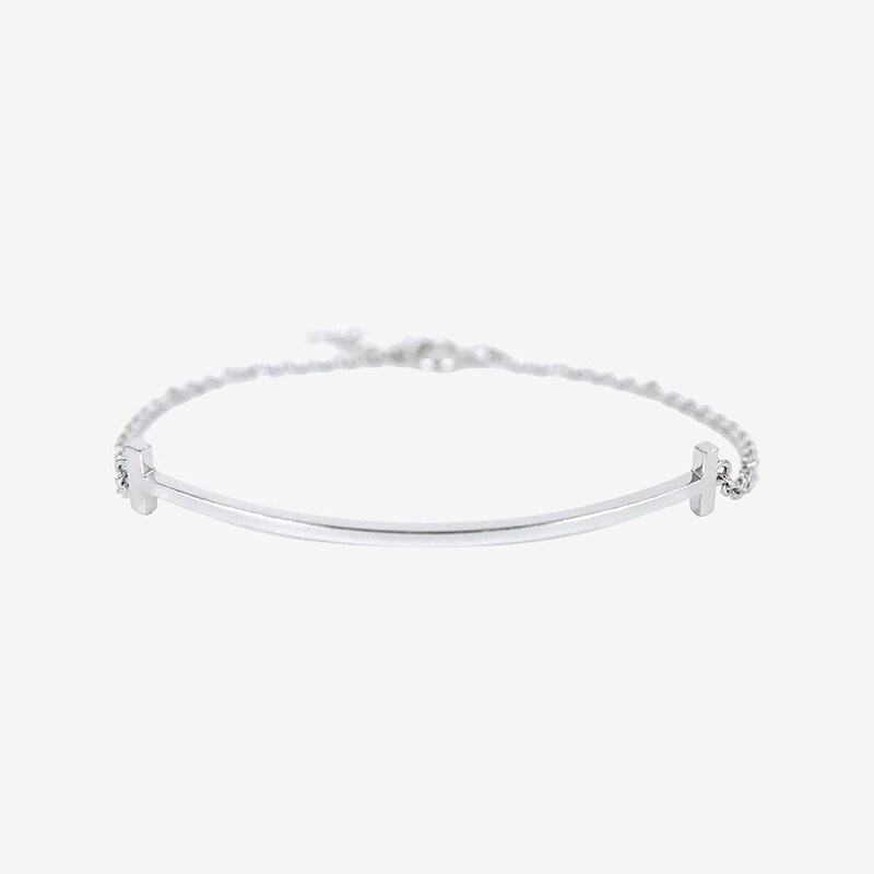 티파니앤코 T 스마일 스몰 팔찌 S 사이즈 화이트골드 7OT6H7WS - Tiffany & Co