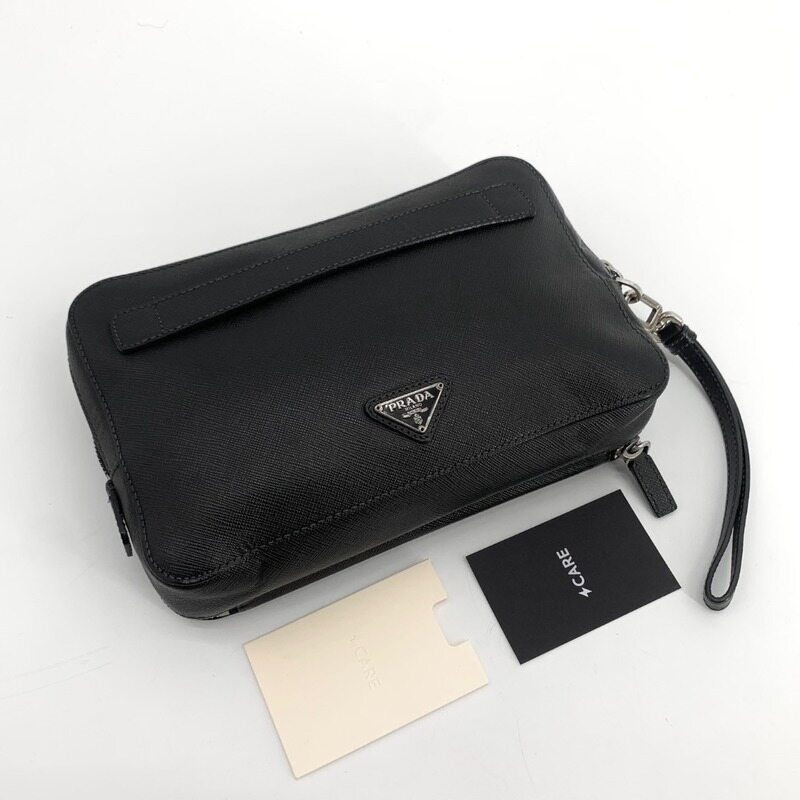 프라다 삼각로고 사피아노 스트랩 파우치 클러치 - Prada