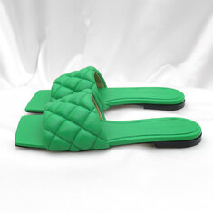 Bottega Veneta(보테가베네타) 627710 그린 램스킨 패딩 인트레치아토 위빙 플랫 뮬 36 썸네일 4