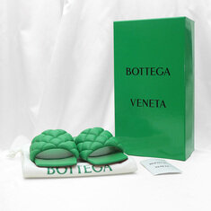 Bottega Veneta(보테가베네타) 627710 그린 램스킨 패딩 인트레치아토 위빙 플랫 뮬 36 썸네일 1