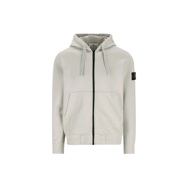 스톤 26SS 와펜 패치 오가닉 코튼 후드집업 펄그레이 L1S15 6100061 S0051 V0061 - Stone Island