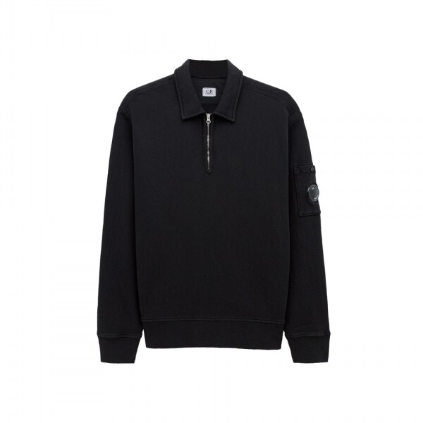 CP컴퍼니 26SS 렌즈 와펜 하프집업 맨투맨 블랙 20CMSS208A 110337O 999 - CP company