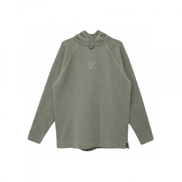 CP컴퍼니 26SS 로고 자수 후드티 카키그레이 20CMSS177A 110635S 921 - CP company