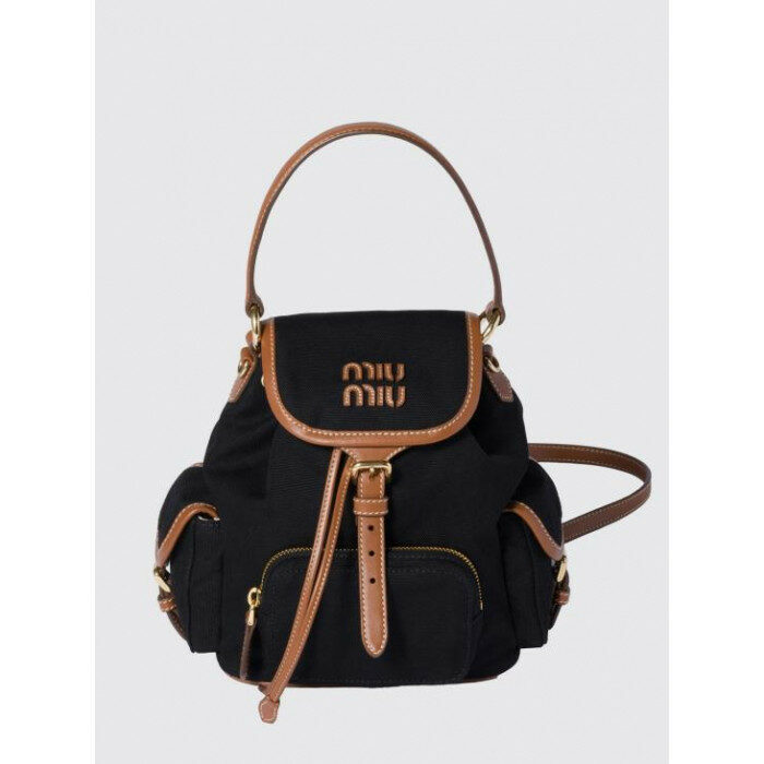 미우미우 캔버스 및 가죽 백팩 미디엄 5BZ043 2IBQ F0RS5 - Miu Miu