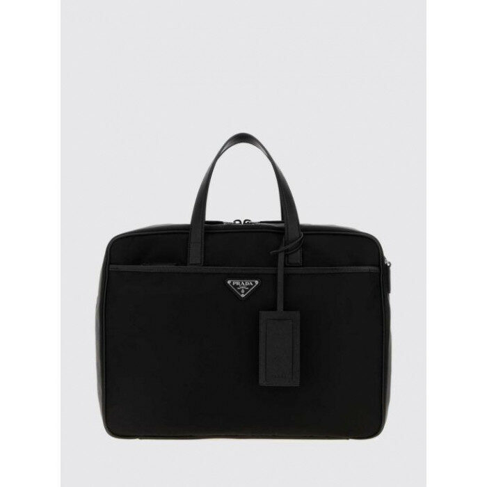 프라다 리나일론 및 사피아노 가죽 브리프케이스 2VE029 2DMH F0002 - Prada