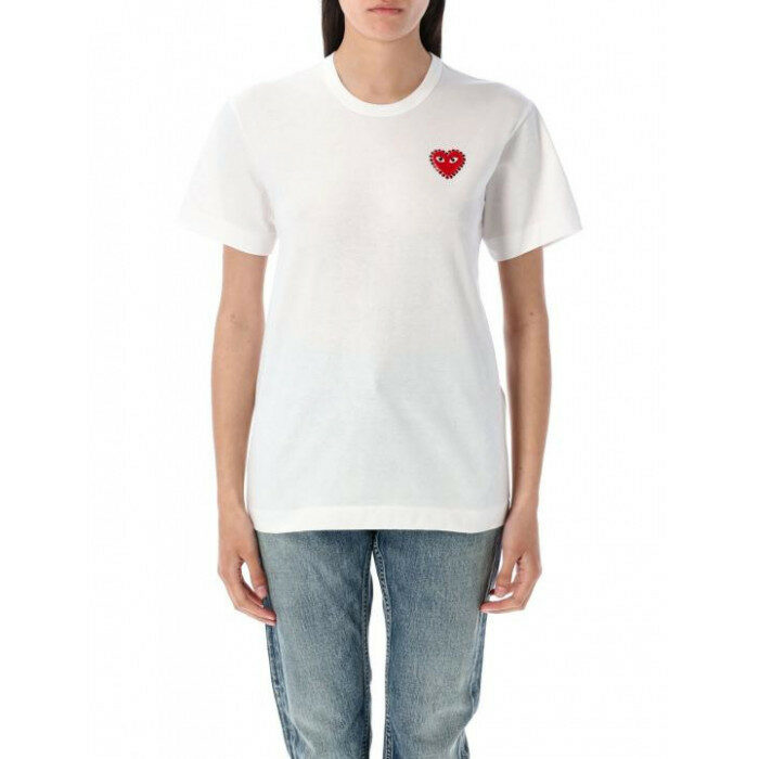 꼼데가르송 라인스톤 하트 와펜 반팔 티셔츠 AX T801 051 2 - Comme des Garcons