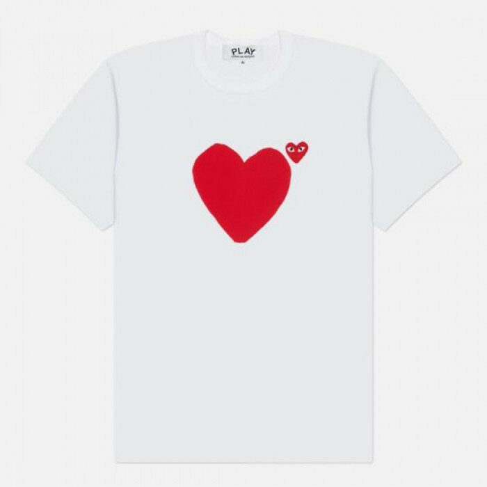 꼼데가르송 레드 더블 하트 반팔 티셔츠 AX T222 051 1 - Comme des Garcons