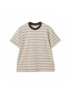단톤 숏 슬리브 포켓 티셔츠 스트라이프 DTC0197 TCB BEIGE X BROWN MULTI 썸네일 1