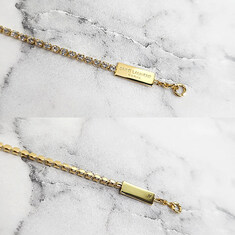 더팩토리 특별가상품 26SS 생로랑 YSL 로고 카산드라 라인스톤 참 체인 브레이슬릿 팔찌 / 크리스탈 골드 (712345 Y1526 8066) 썸네일 6