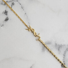 더팩토리 특별가상품 26SS 생로랑 YSL 로고 카산드라 라인스톤 참 체인 브레이슬릿 팔찌 / 크리스탈 골드 (712345 Y1526 8066) 썸네일 8