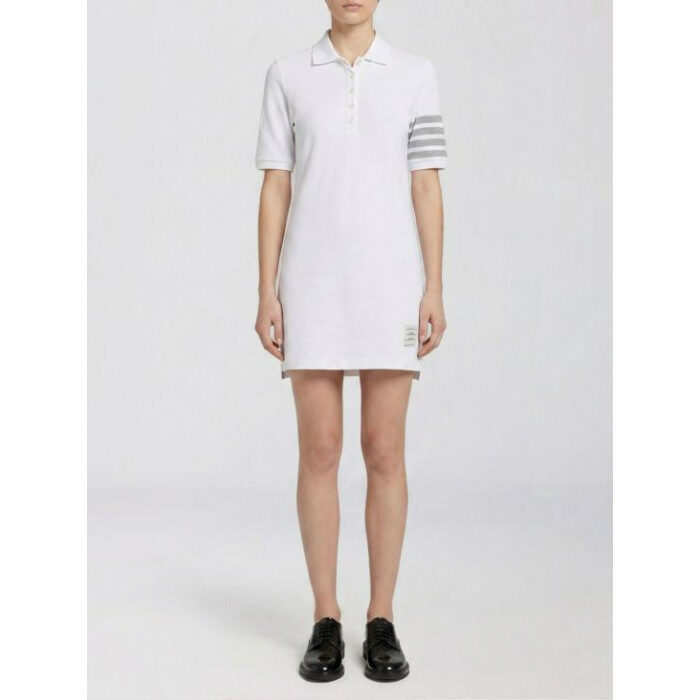 톰브라운 텍스처드 피케 4바 폴로 드레스 FJD134A J0248 100 - Thom Browne
