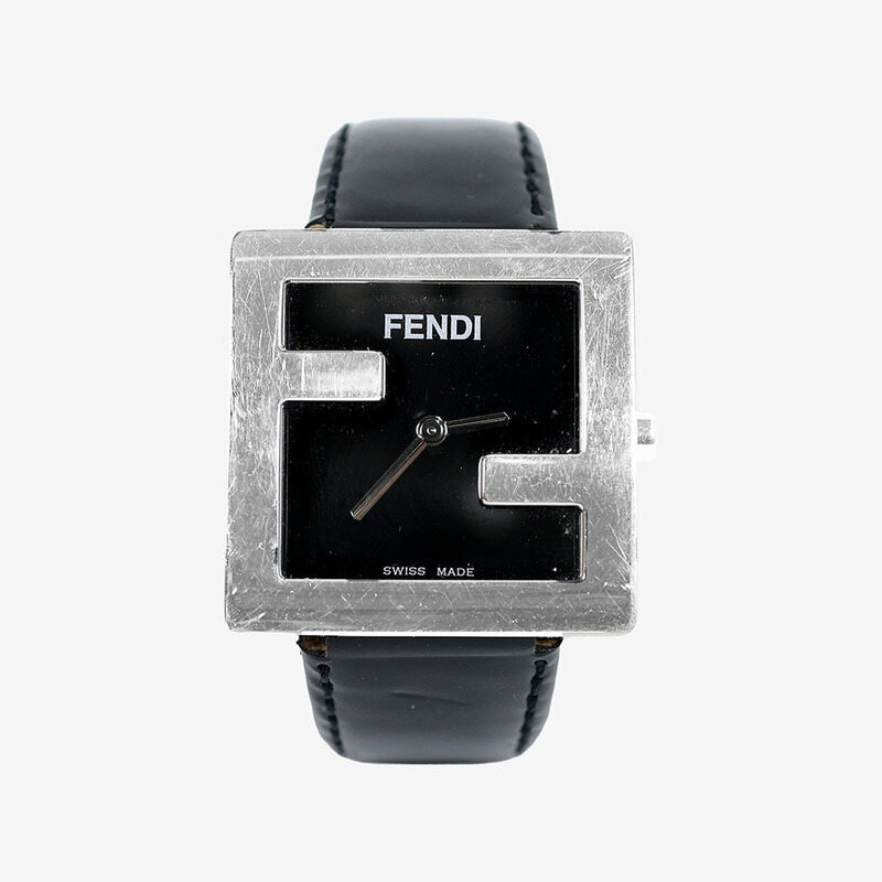 펜디 FF 로고 쿼츠 워치 시계 블랙 스틸 에나멜 D9S657JA - Fendi