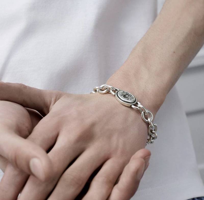 [백화점 풀셋] 디올 남자 남성 카메오 비 체인 링크 팔찌 DB3360HOMMT - Christian Dior