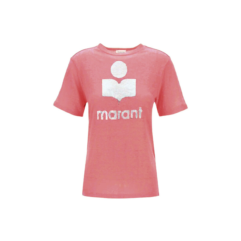 26FW 쥬얼 ZEWEL 벨벳 로고 티셔츠 앤틱핑크 TS0001FB A1N10E AKSI - Isabel Marant