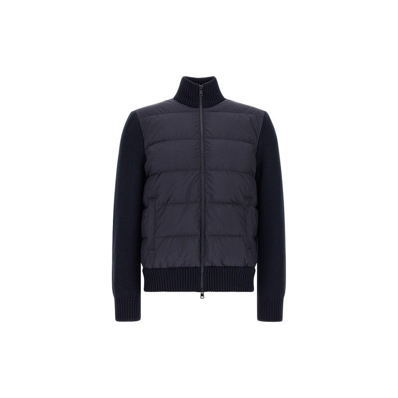 26FW 로고 패치 하이브리드 패딩 니트집업 자켓 네이비 9B000 27 M1131 778 - Moncler