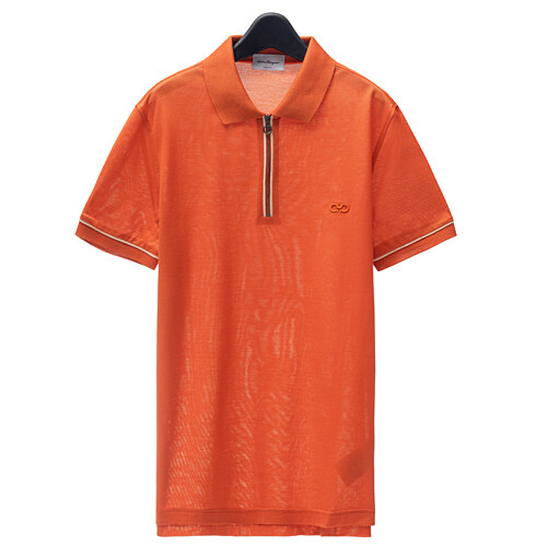 (한정특가) 페라가모 남성 반집업 카라 티셔츠 12-1828 ORANGE 723445 - Salvatore Ferragamo