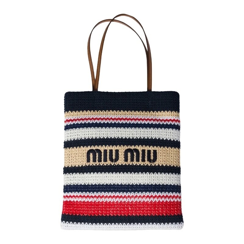 26SS 미우미우 라피아 우븐 토트백 5BG248 2DO3 F05CK - Miu Miu