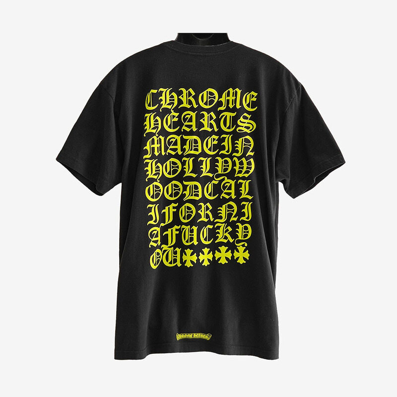 [XL] 크롬하츠 레터링 반팔 형광 블랙 KRF8ILLF - Chrome Hearts