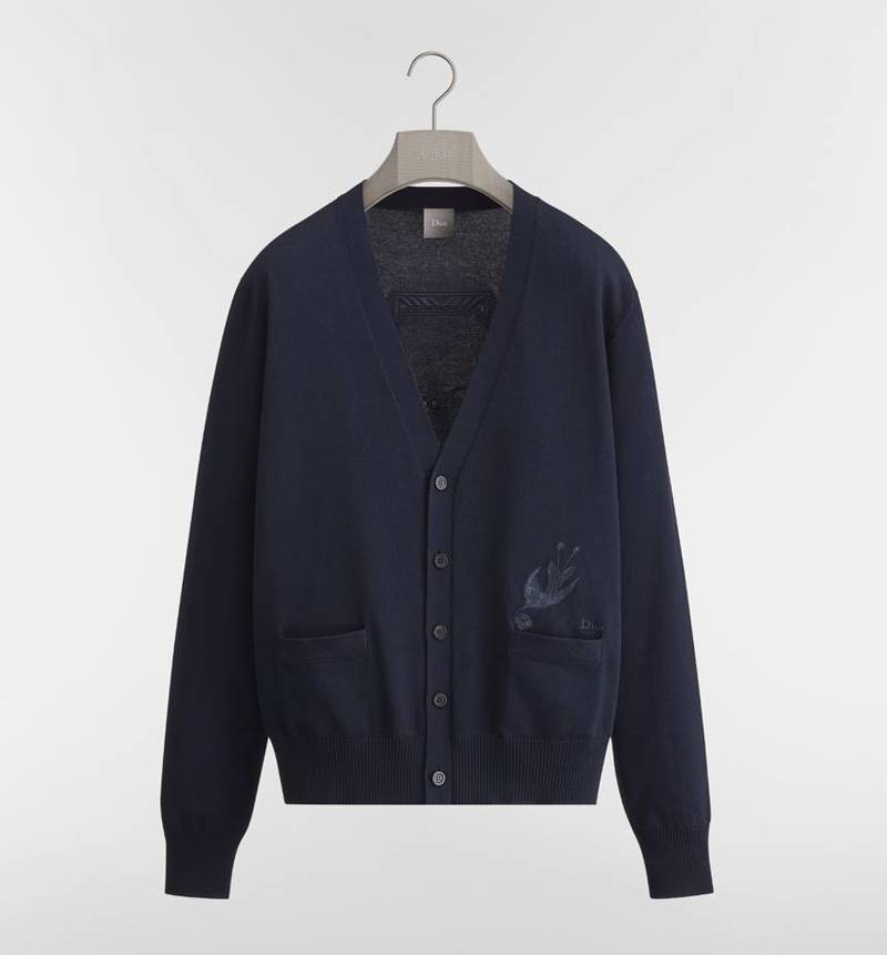 [백화점 풀셋] 디올 남자 남성 기본핏 블루 니트 콜리브리 가디건 D643M222A7F69 - Christian Dior