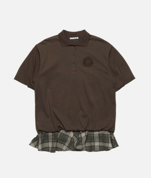 26FW 아크네 스튜디오 레이어드 폴로 셔츠 드레스 A20968 ADM DARK BROWN DOM - Acne Studios