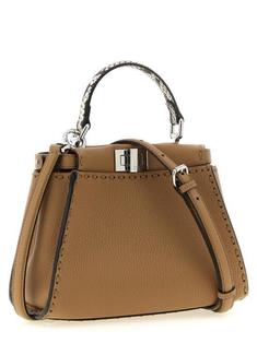 26FW 펜디 미니 피카부 220 핸드 스티칭 탑스티치 헤이즐넛 셀러리아 백 8BN244 AYB3 F1X85 BEIGE DOM 썸네일 2