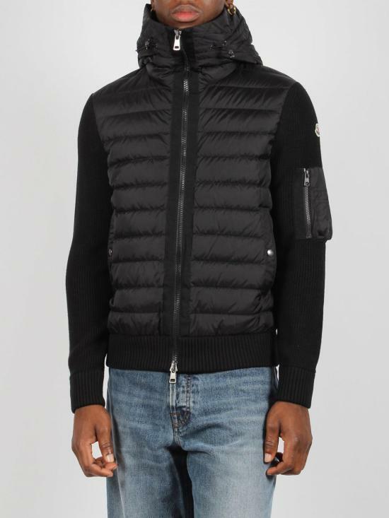 26FW 몽클레어 패딩 울 후디드 집업 가디건 9B50800 A9340 999 BLACK DOM - Moncler
