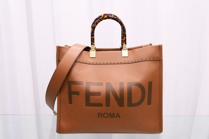 펜디 선샤인 미듐 브라운 레더 쇼퍼 8BH386 여성 토트백 - Fendi