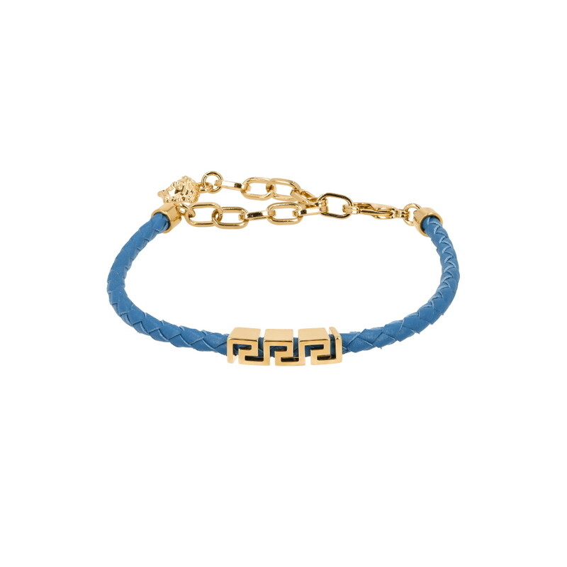 베르사체 1022792 1A00637 1UF9V 그레카 레더 가죽 팔찌 - Versace