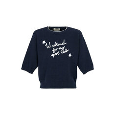 막스마라 26FW WKDFIACRE 자수 반팔 니트 네이비 2625366191 019 썸네일 1