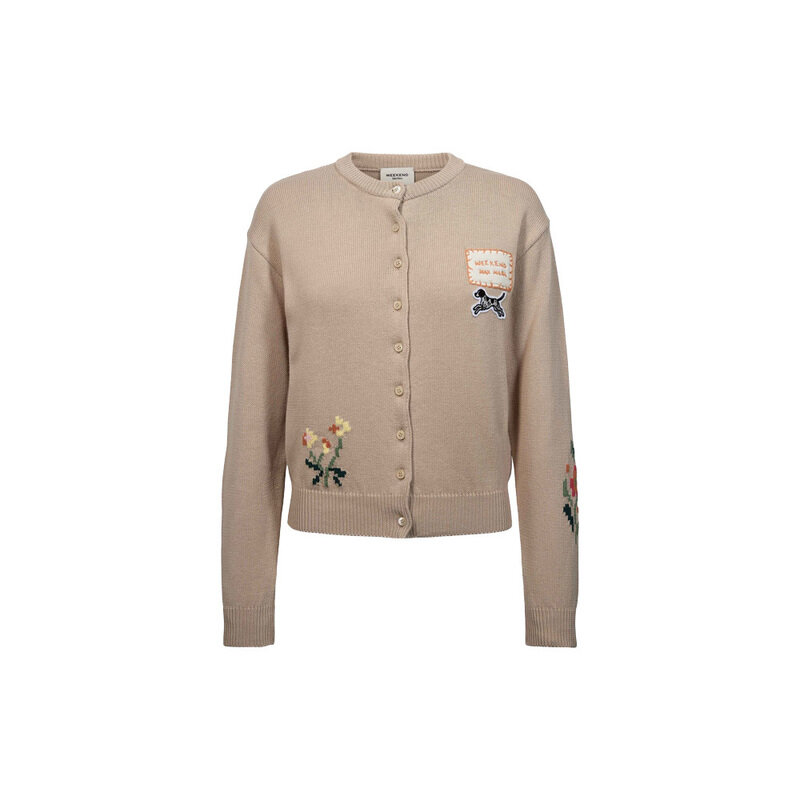 막스마라 26FW WKDTEIERA 패치 자수 코튼 가디건 베이지 2625346041 021 - Max Mara