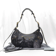 Balenciaga(발렌시아가) 671307 블랙 아레나 램스킨 Le Cagole 르카골 스몰 호보 숄더백 썸네일 1