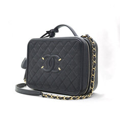 Chanel(샤넬) A93344 블랙 캐비어 금장 코스메틱 라지 탑핸들 베니티 케이스 2WAY(28번대) 썸네일 2