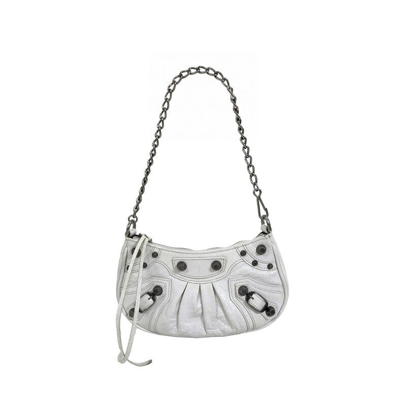 [중고명품비아르] [XS] 발렌시아가 르카골 아레나 램스킨 체인 숄더백 미니 오프 화이트 - Balenciaga