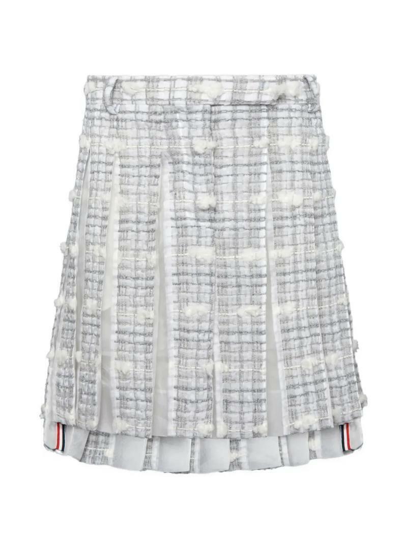 국내배송 톰브라운 렙 스트라이프 푸프 트위드 로우라이즈 플리츠 스커트 - Thom Browne