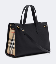 국내출고 버버리 Burberry Check 스몰 레더 탑 핸들 백 썸네일 4