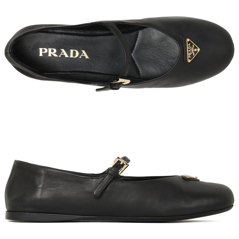 프라다 26SS 블랙 나파 발레리나 플랫 슈즈 1F793N 038 F0002 - Prada