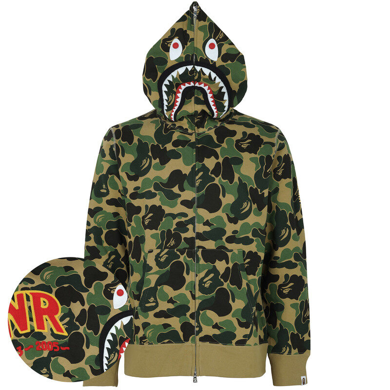 베이프 26SS 그린 PONR ABC 카모 샤크 후드 집업 자켓 001ZPM301008M GREEN - Bape