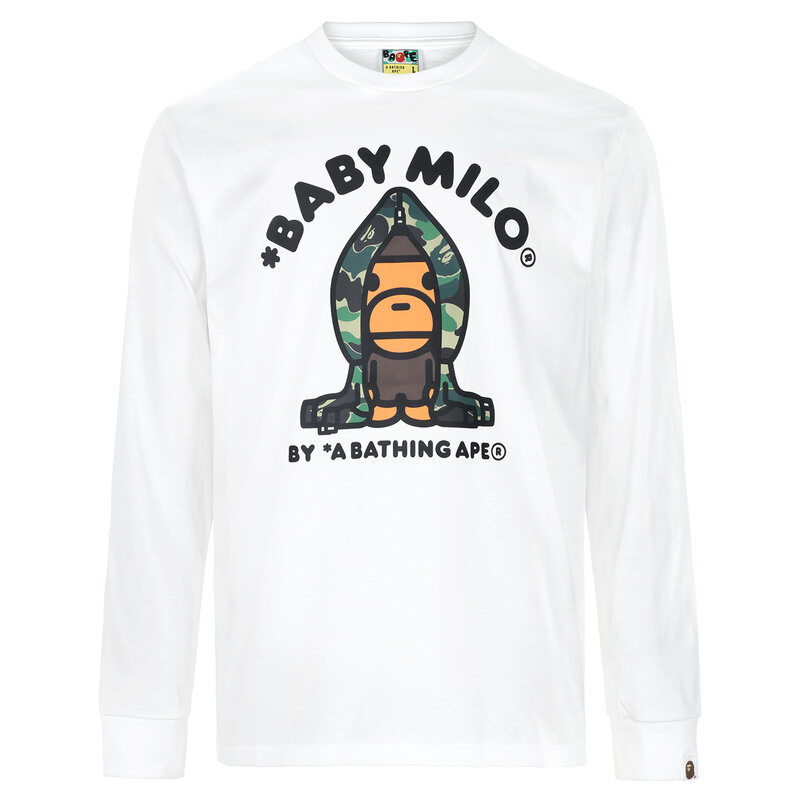베이프 26SS 화이트 그린 ABC 카모 마일로 후드 긴팔 티셔츠 002LTM301011M WHITE GREEN - Bape
