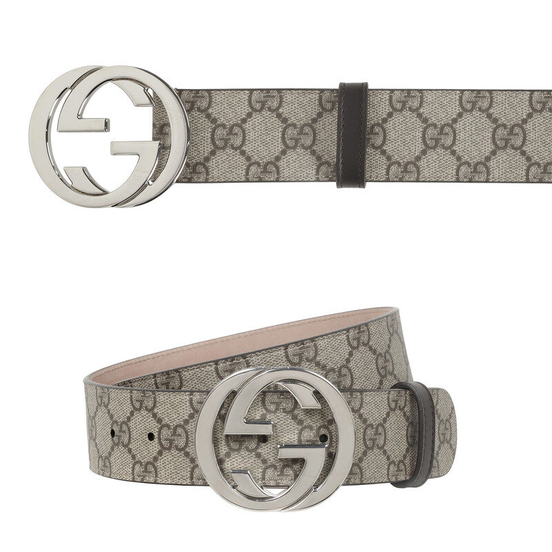 구찌 26SS 베이지 에보니 GG 수프림 인터로킹 G 버클 벨트 411924 KGDHN 9643 - Gucci