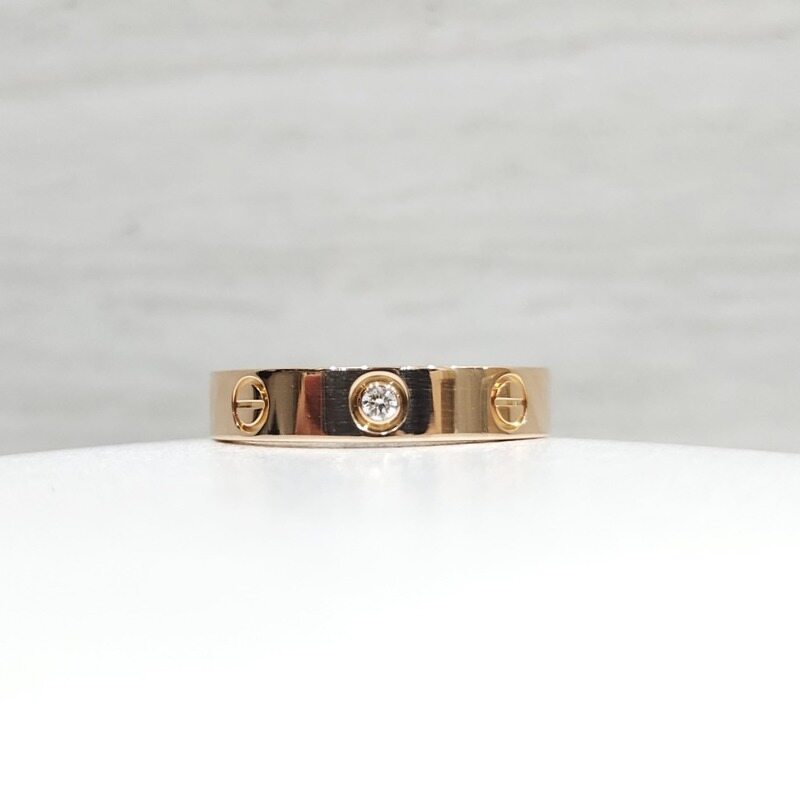 [럭스유] 까르띠에 다이아 1P 러브밴드 링 스몰 18K 핑크골드 53호 B4050700 - Cartier