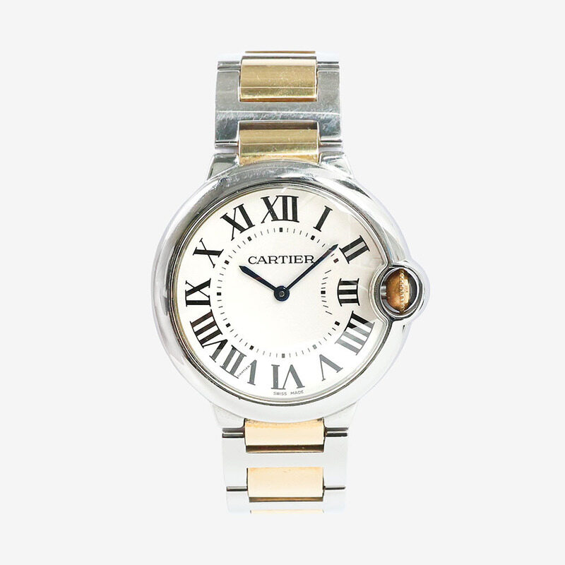 [어포드] 까르띠에 발롱 블루 드 까르띠에 워치 실버 옐로우골드 36mm 오토매틱 72VAJ65R - Cartier