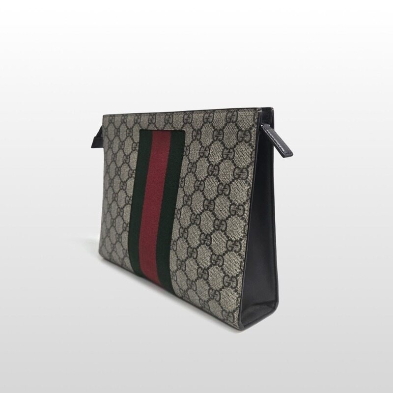 구찌 베이지 475316 GG 수프림 캔버스 웹 클러치백 - Gucci