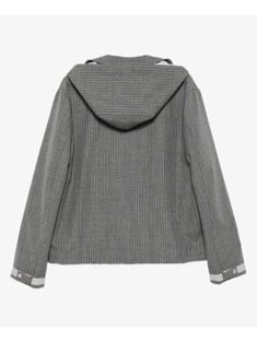 [관부가세포함] FW26 톰브라운 남자 남성 그레이 스트라이프 후드 울자켓 MJO260 썸네일 1