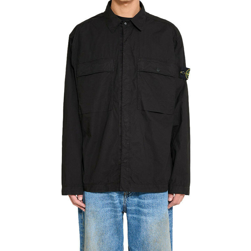 [국내배송] 스톤아일랜드 코튼텔라 오버셔츠 자켓 블랙 1200015 - Stone Island