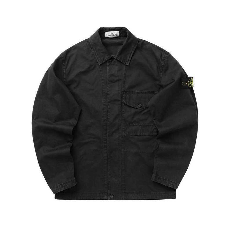 [국내배송] 스톤아일랜드 오버셔츠 자켓 스트레치 블랙 1200001 - Stone Island