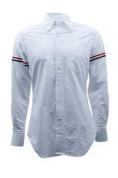 Thom Browne Long Sleeve Oxford Shirt with Grosgrain Armbands