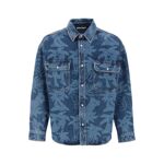 FW23 Palm angels 'palmity' overshirt in denim with laser print all-over Denim jacket PMYD020E23DEN001
